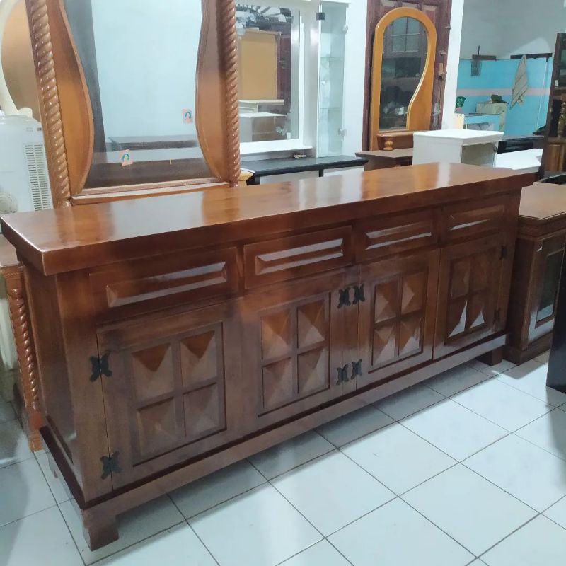 bufet tv minimalis diamond kayu jati meja tv sideboard credenza kayu jati Jepara