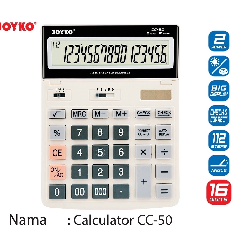 

Joyko CC5 Calculator 16 digit angka Kalkulator 16 Digits jumbo