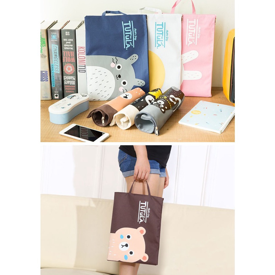 

MURAH Ennwen PF1 Creative Fun Print Poe A4 file Storage pouch bag Tempat Buku Alat Tulis