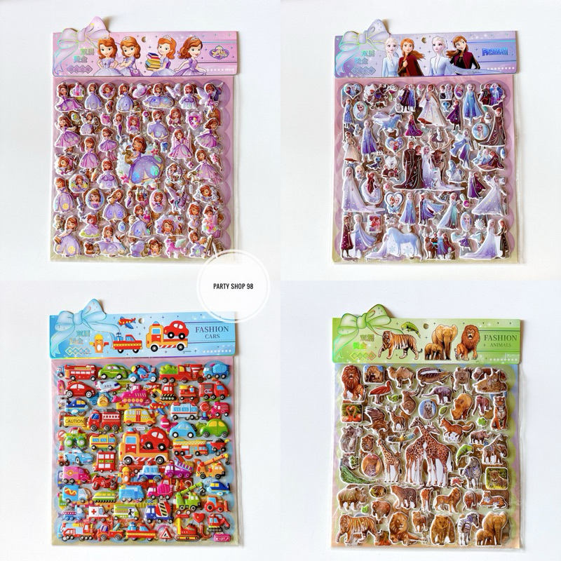 

2 LEMBAR STICKER 3D KARAKTER ANAK-ANAK / TEMPELAN 3D MOTIF ANIMAL - CARS - FROZEN - SOFIA
