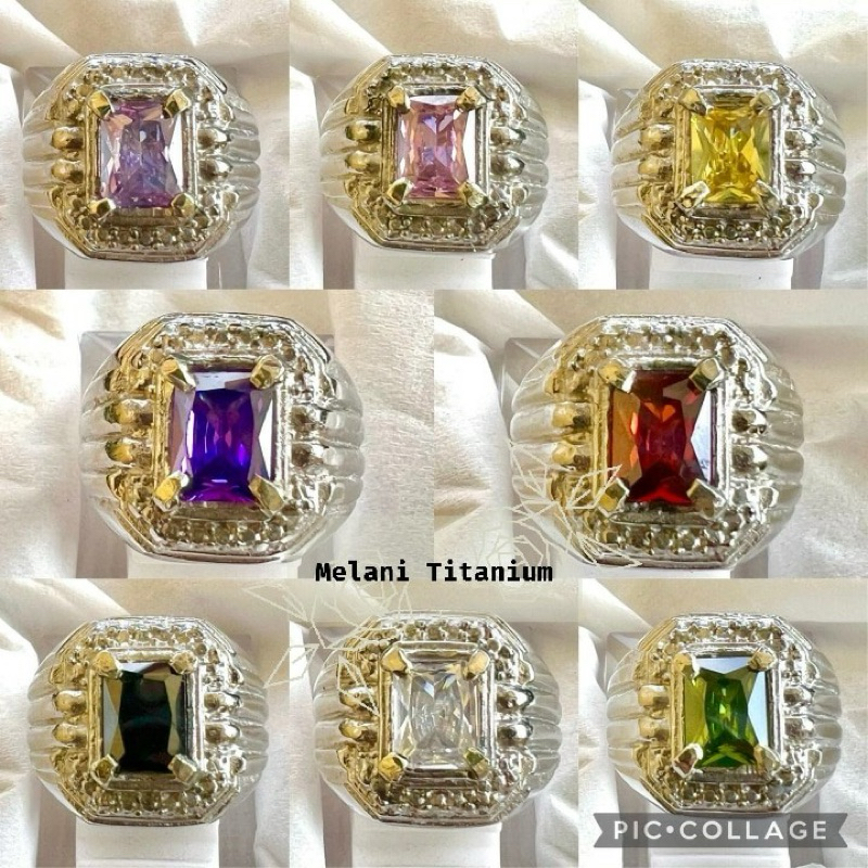Cincin Batu American Diamond Octagon Cut 6x8mm