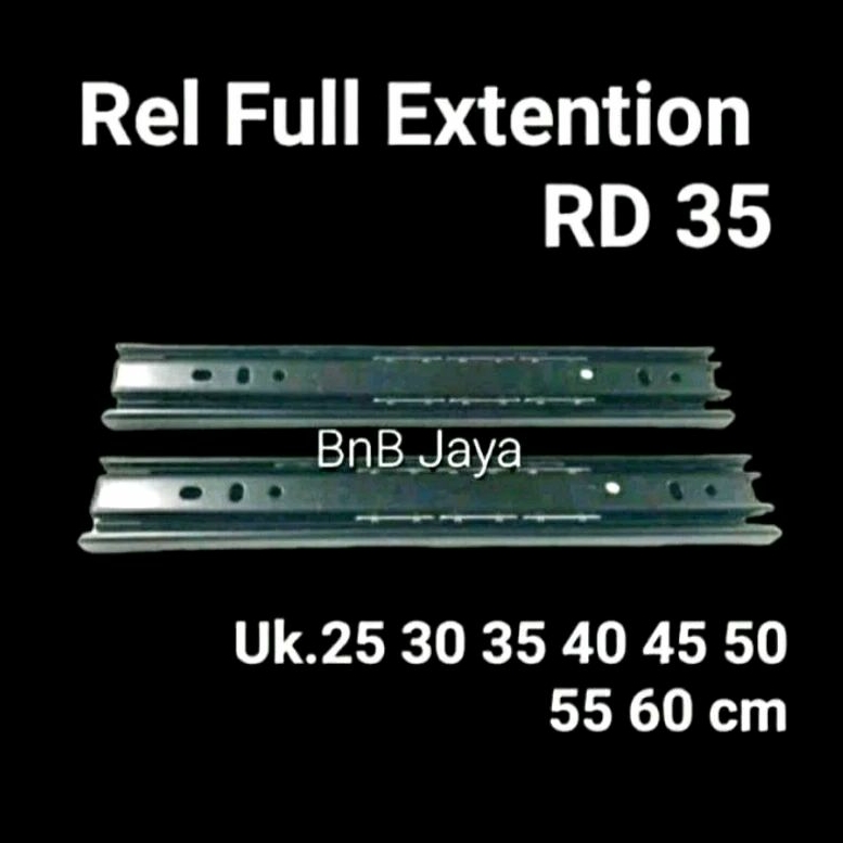 Rel Full Extention MURAH RD35 / FE 35 Panjang 35 mm, Panjang 25, 30, 35, 40, 45, 50, 55, 60cm - per 
