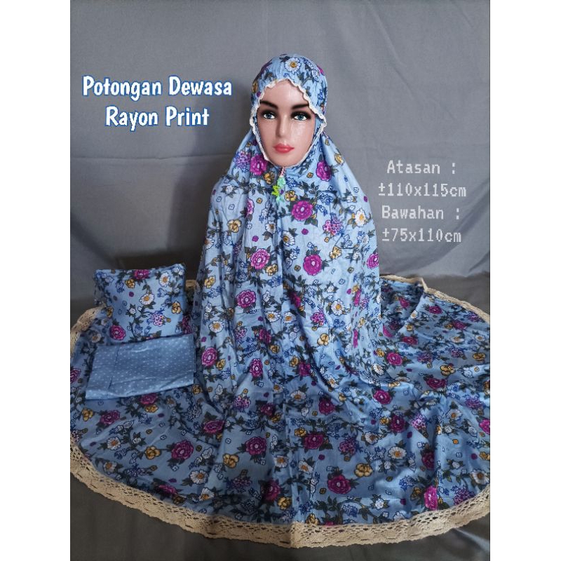 TERBARU MUKENA RAYON BUNGA PRINT KARET | MUKENA ATAS BAWAH GROSIR TERMURAH | MUKENA MOTIGLF BUNGA DE