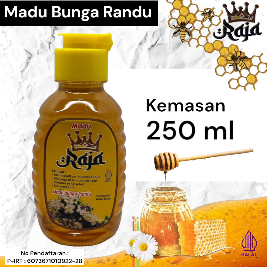 

Madu Raja Bunga Randu 100% Murni Tampa Campuran Kemasan 250 Ml