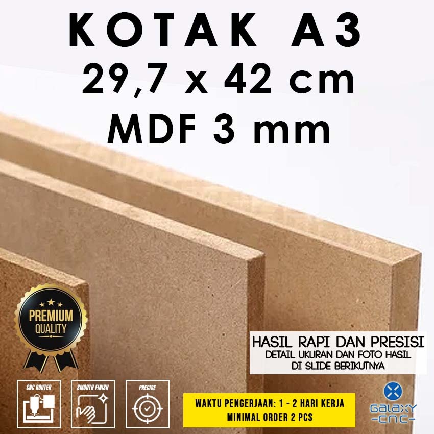 Papan kayu kotak A3 - MDF 3 mm