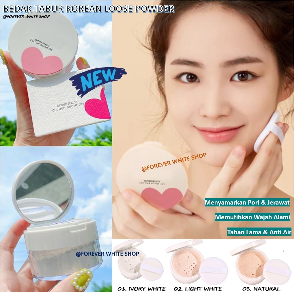 Termurah  Bedak Tabur Waterproof Loose Powder FWS / Bedak Glowing Tahan Lama Anti Air Bedak Tabur Ku