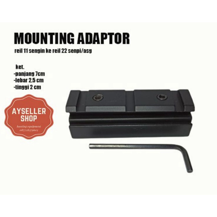 mounting teleskop peninggi adafter atas rel 22 bawah rel 11