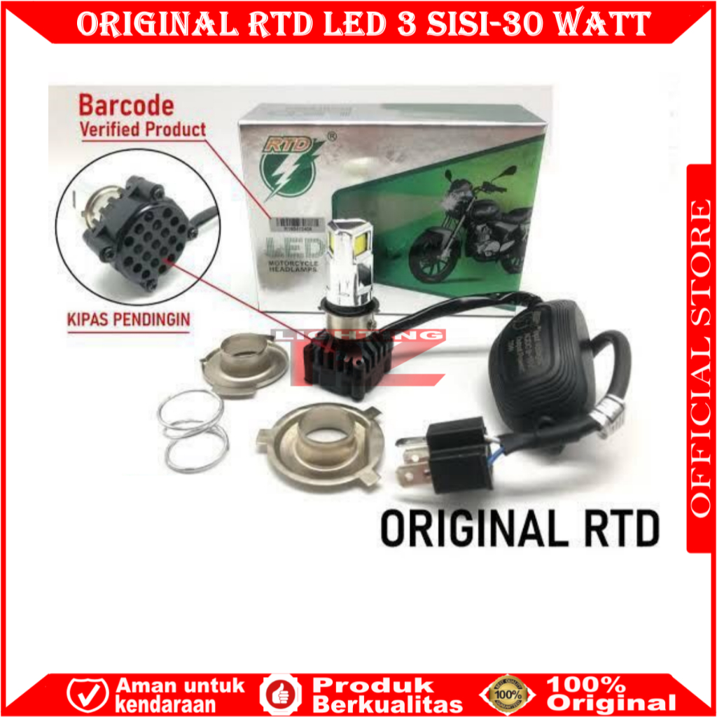Lampu Led Rtd 3 Sisi H6 H4 Original 100 Persen M02D I Lampu Rtd 3 MATA | LAMPU UTAMA MOTOR