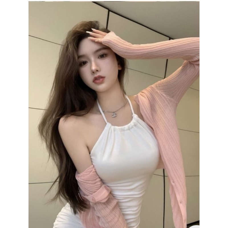 Dress tali leher sexy wanita korean style / Dres dengan tali ikat di leher