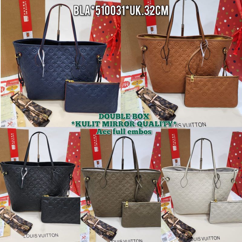 Tas lv louis vuitton neverfull Full leather asli kulit tas wanita shoulderbag