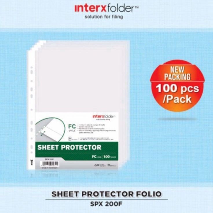 

Terkini Sheet Protektor Folio Inter X isi 1 lembar Plastik FC PP pocket