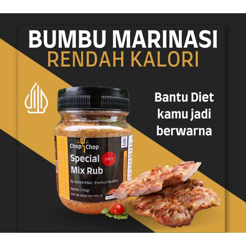 

Beraneka macam Varian Chopchop Special Mix Rub, bumbu marinasi serbaguna, rendah kalori / Chopchop Special Mix Rub Original Bumbu Marinasi Rendah Kalori / Diet Serbaguna 110gr