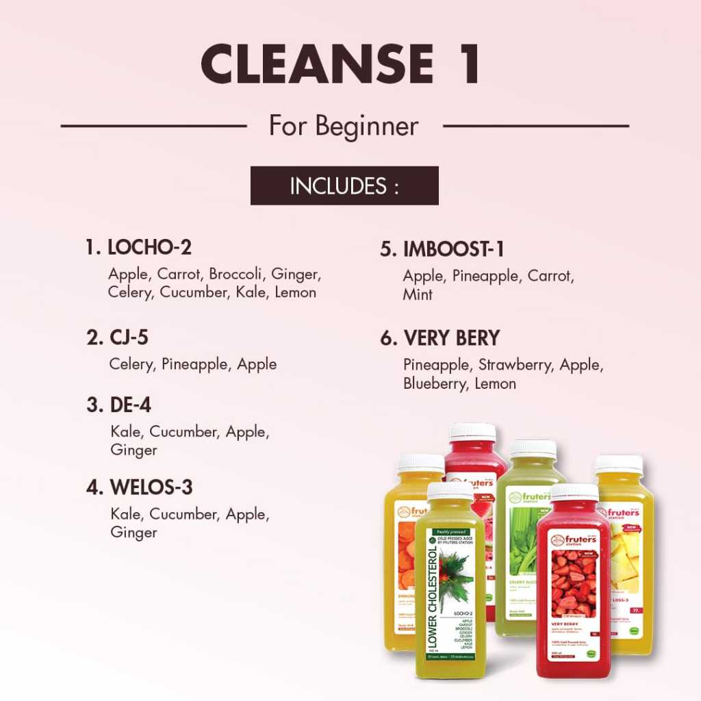 

Cold Pressed Juice 100% Asli Jus Sehat Cleanse Package 500ML Fruters Station
