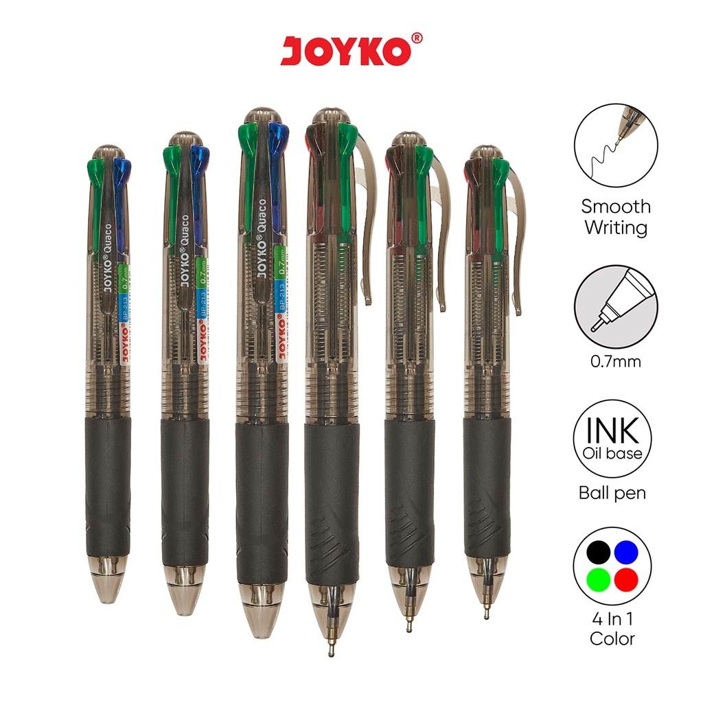 

Ball Pen Pulpen Pena Joyko BP-213 Quaco 0.7 mm 4 Warna Colors