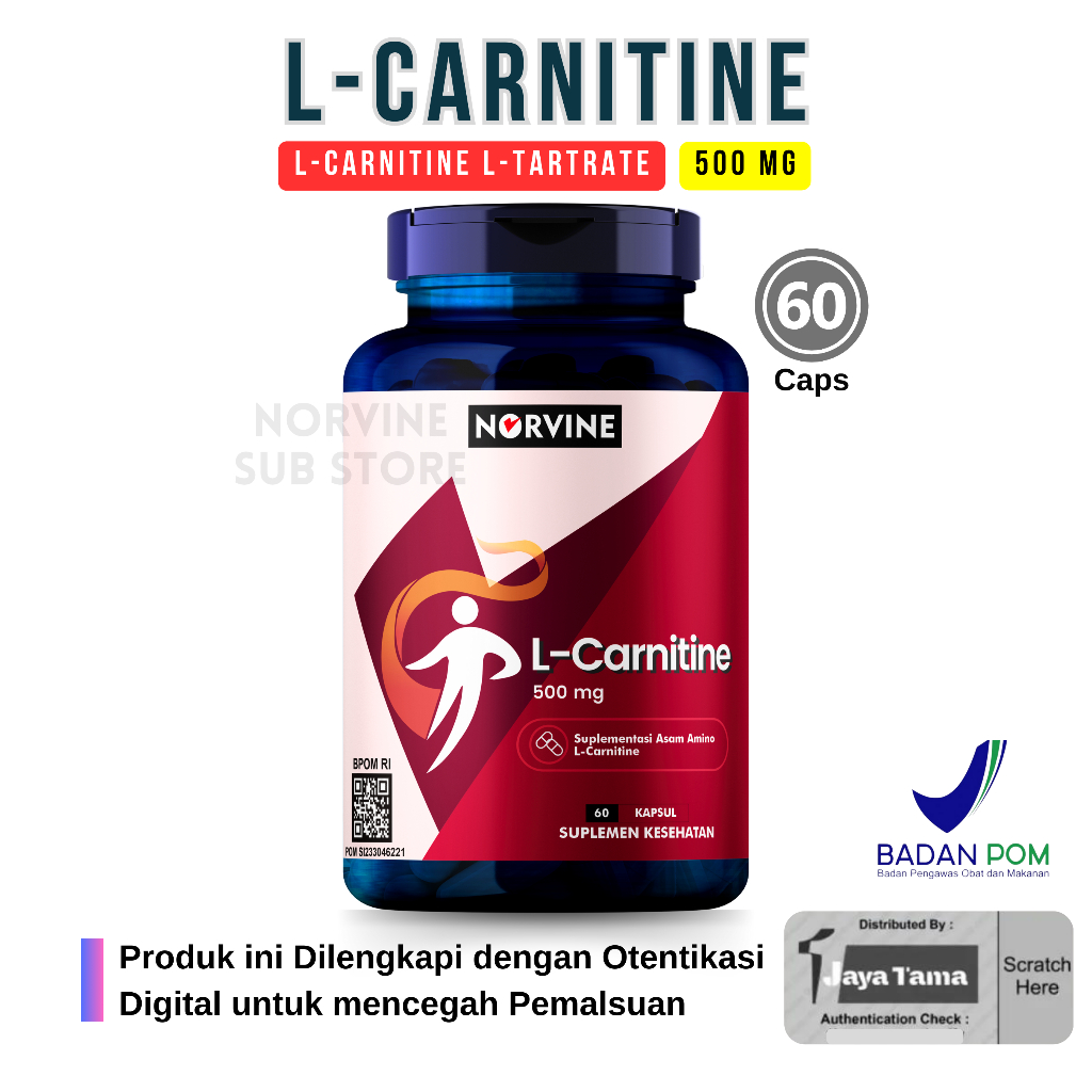 L CARNITINE 500 MG FAT NORVINE USA FAT BURNER PEMBAKAR LEMAK - 60 CAPSULES