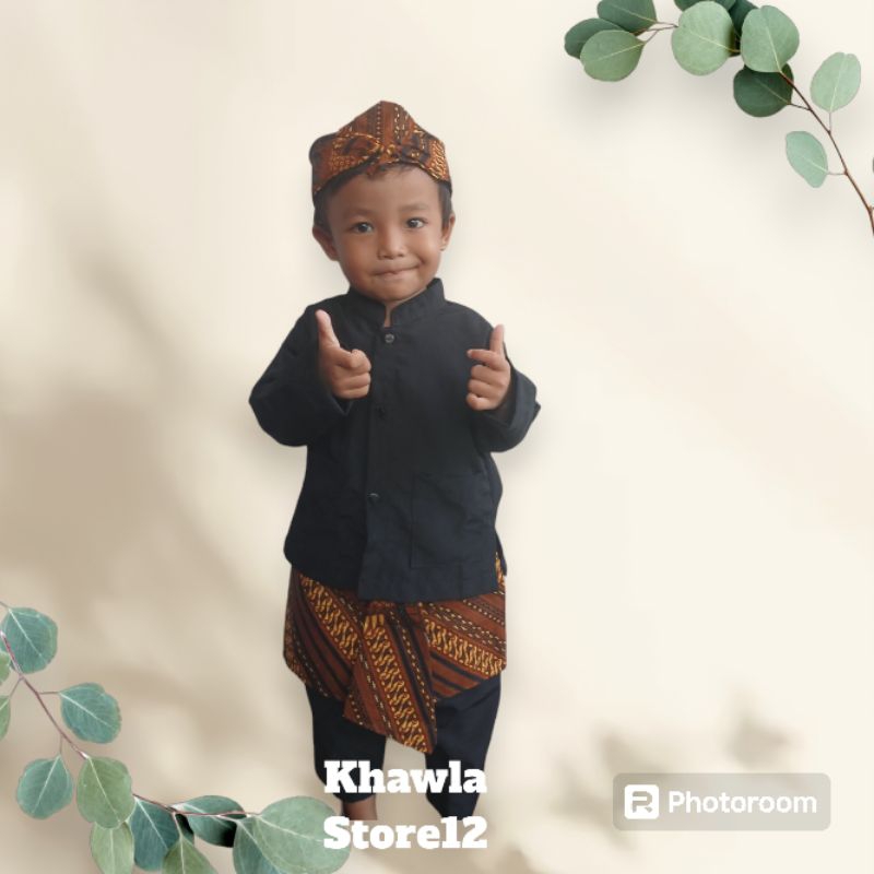 Setelan Baju Adat Sunda Anak Laki/Basofi Sunda Anak/Pakaian Adat Anak