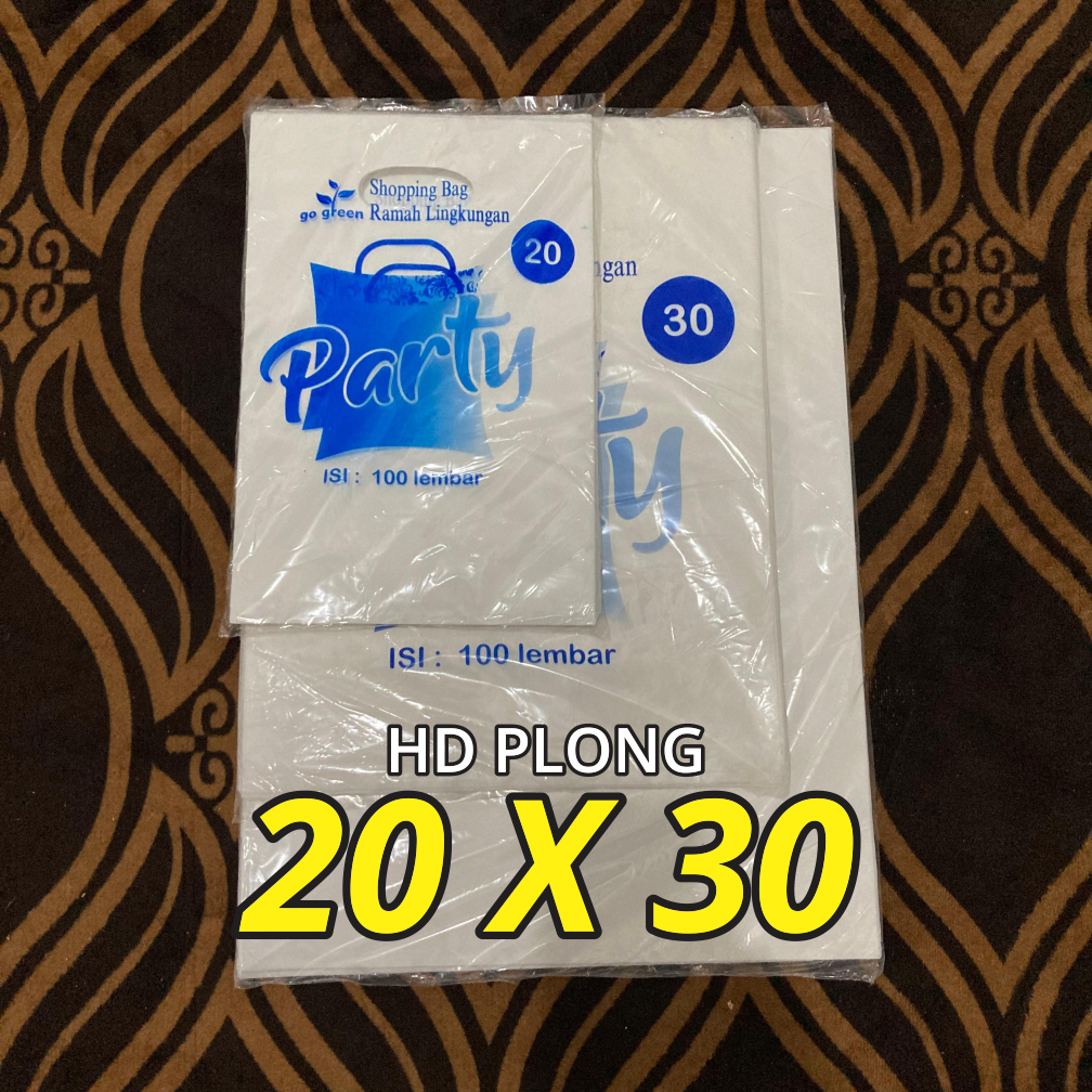PLASTIK PLONG HD PARTY PUTIH 20 X 30 POLOS ISI 100 LEMBAR SHOPPING BAG RAMAH LINGKUNGAN