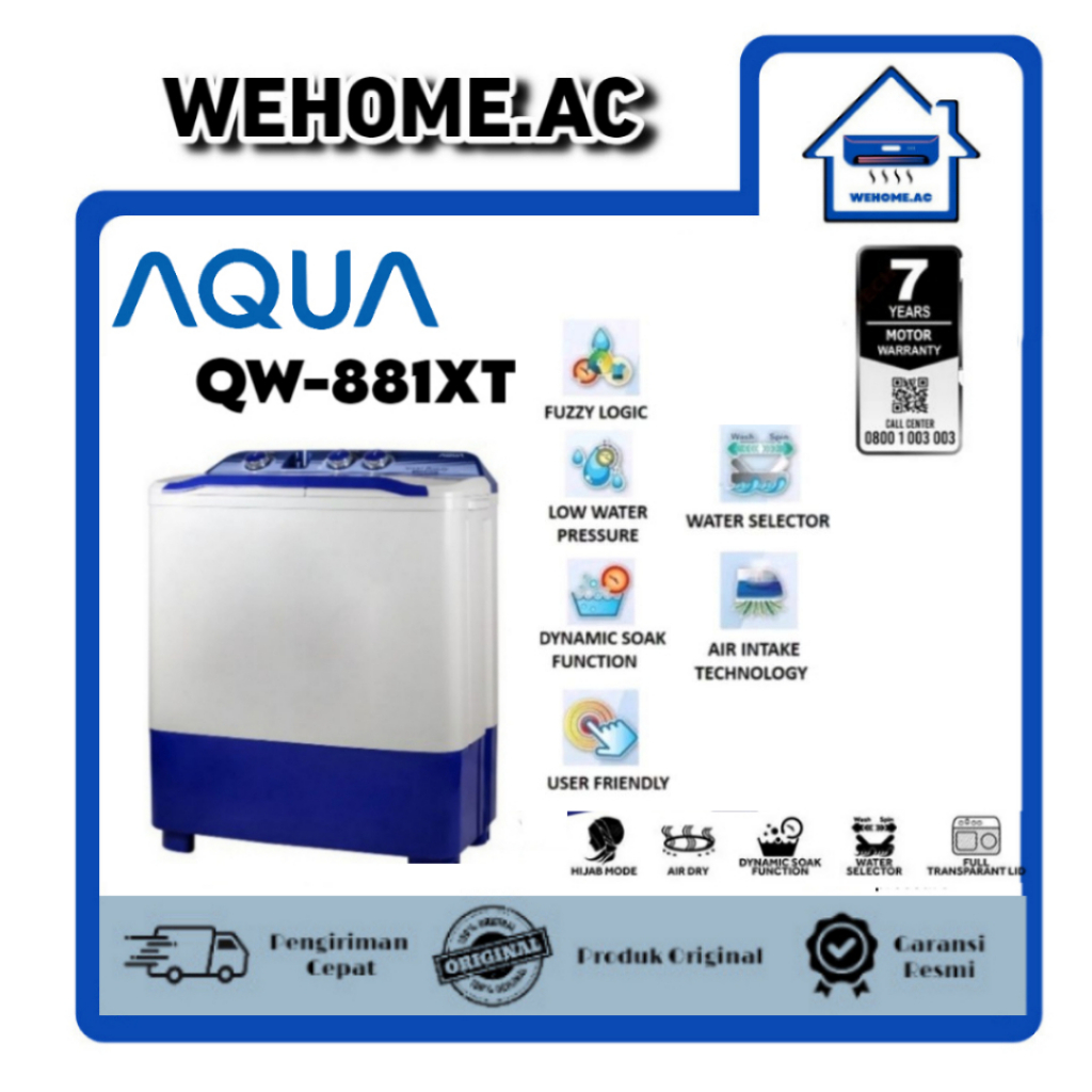 Mesin Cuci Aqua 2 Tabung QW-851XT/861XT  Mesin Cuci 2 Tabung Aqua 8Kg Aqua Mesin Cuci