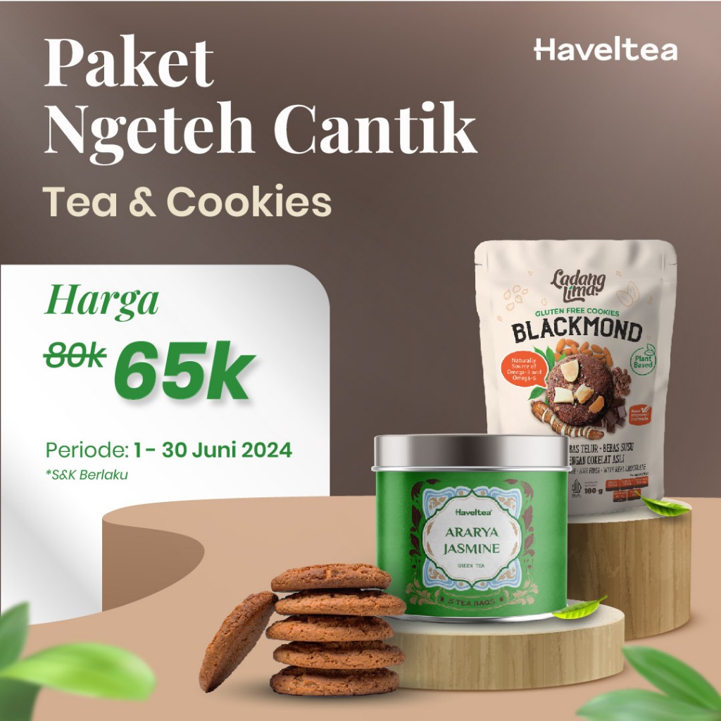 

Haveltea x Ladang Lima - Paket Combo Ngeteh Cantik Tea & Cookies