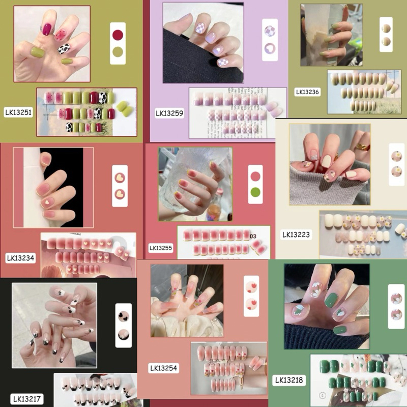 [✅bisa COD][✅Gratis LEM dan KIKIR ] (DK0228) 24pcs/ set Kuku Palsu Pendek Panjang Imitasi Nail Tip E