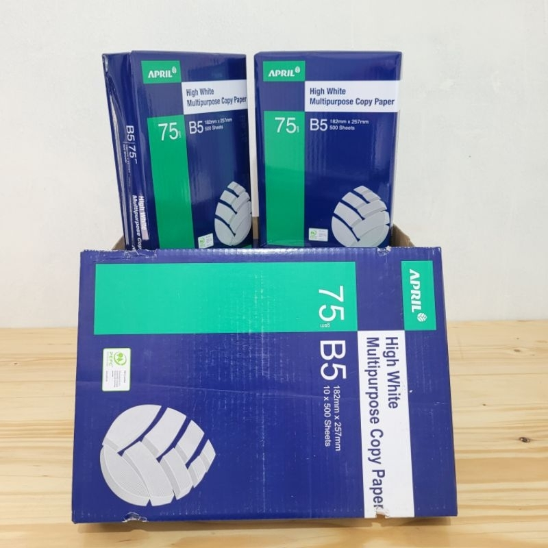 

Kertas HVS B5 75 gr April 500 lembar (High White Multipurpose Copy Paper)