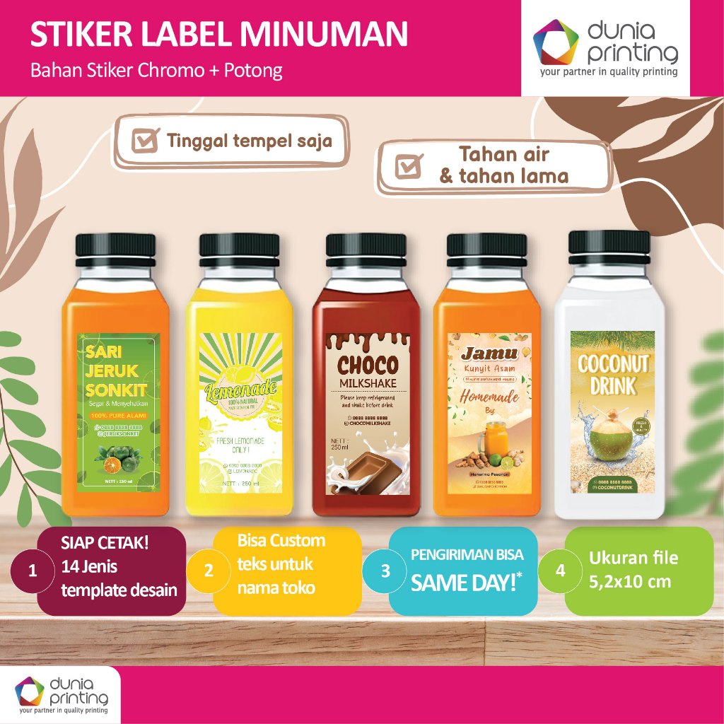 

Stiker EKONOMIS Label Botol Minuman Kopi / Tea / Jamu ORDER per 20 pcs