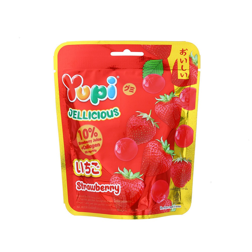 

Yupi Jellicious Strawberry + Collagen Product Of Thailand Original | Permen Yupi Jelly Enak Halal