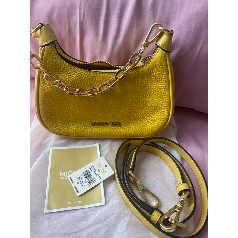 Authentic - MK Cora Mini Zip Pouchette- kuning(DAFFODIL)
