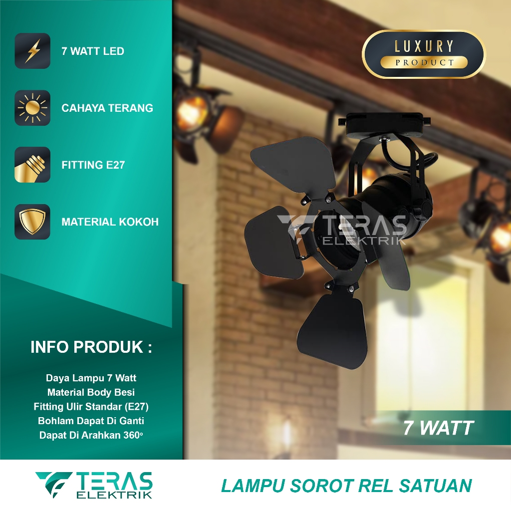 Lampu sorot rel model mini studio 7 watt top quality lampu sorot kap kipas