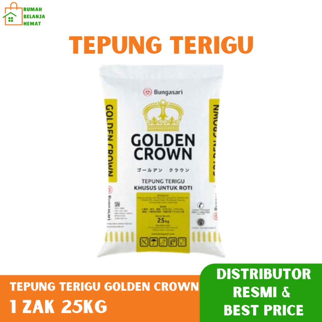 

Tepung Terigu Bungasari Golden Crown 25KG Tepung Premium Protein Tepung Terigu Khusus Untuk Roti Wheat Flour Kemasan 1 Zak