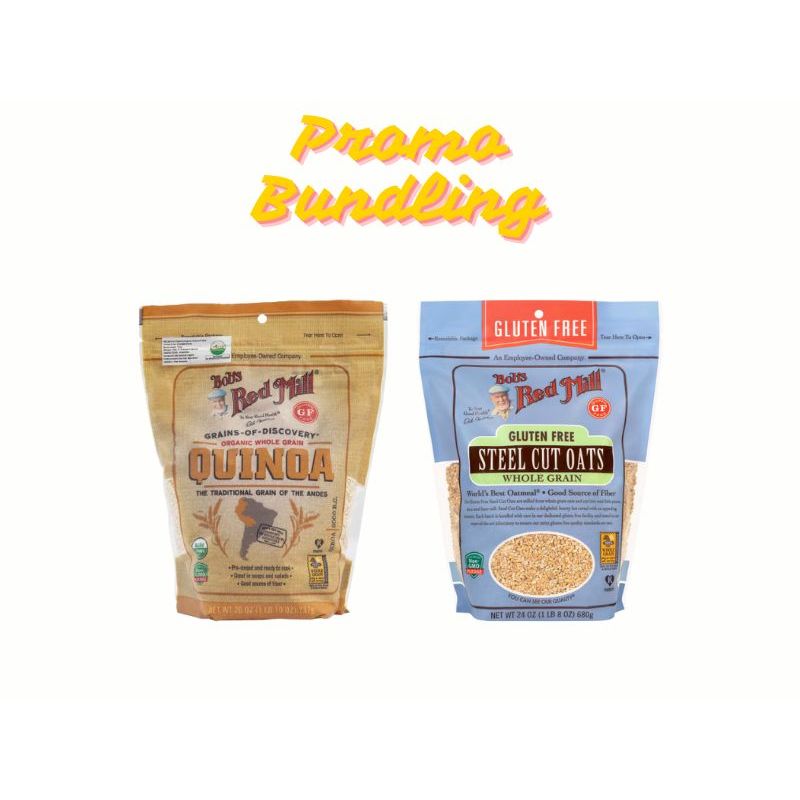 

Bundling Bob's Red Mill Gluten Free Steel Cut Oats 680 gr & Bob's Red Mill white Quinoa Grain 737 gr