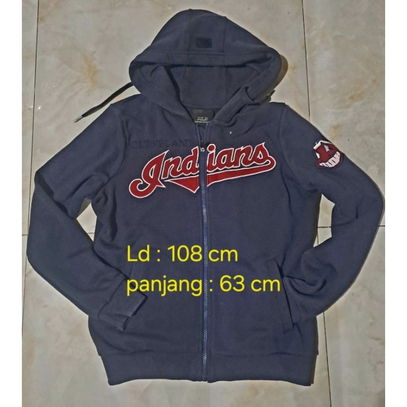 Jaket hoodie ziper MLB Indians