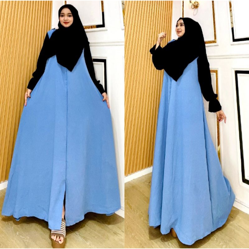 DRESS ANISA CRINGKEL SET HIJAB+BROSS TERMURAH