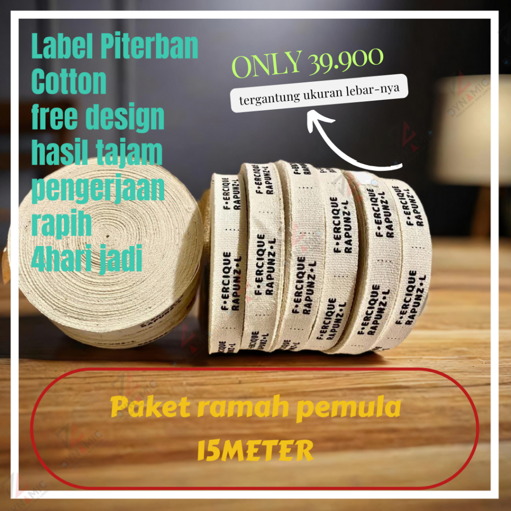 15 meter label pakaian custom / llabel piterban import / label custom merek pakaian lembut