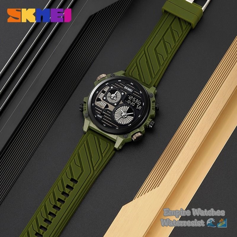 Jam Tangan Skmei 2202 Pria Cowok Analog Digital Strap Rubber Strap Nylon Kualitas Original Waterproo