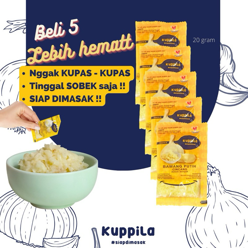 

(5 sachet x 20gr) Bawang Putih Cincang dalam Minyak - Kuppila