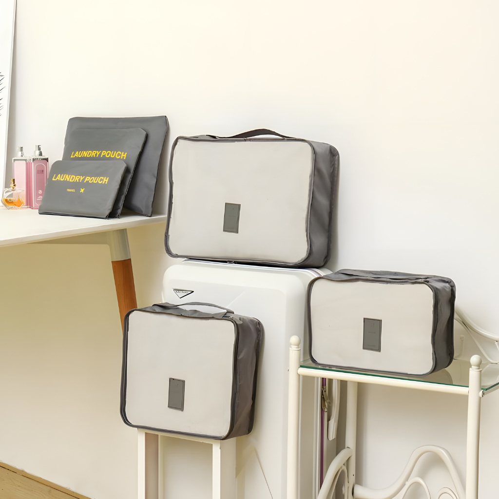 Pouch Set 6 in 1 Travel Packing Bag Organizer Travelling Tas Penyimpanan Koper Travel Anti Air