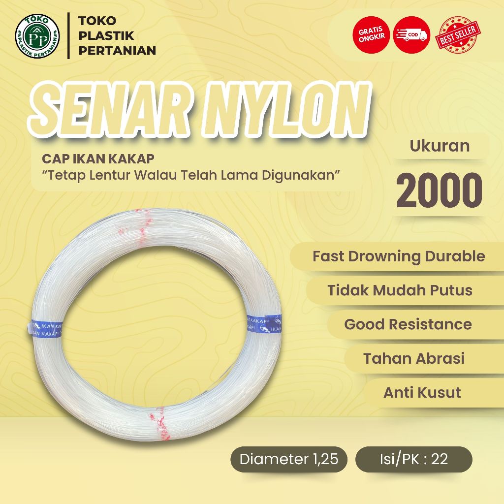 Senar Cap Ikan Kakap  Ukuran 2000 (100)  per Roll /Tali Senar Pancing / Senar Layangan