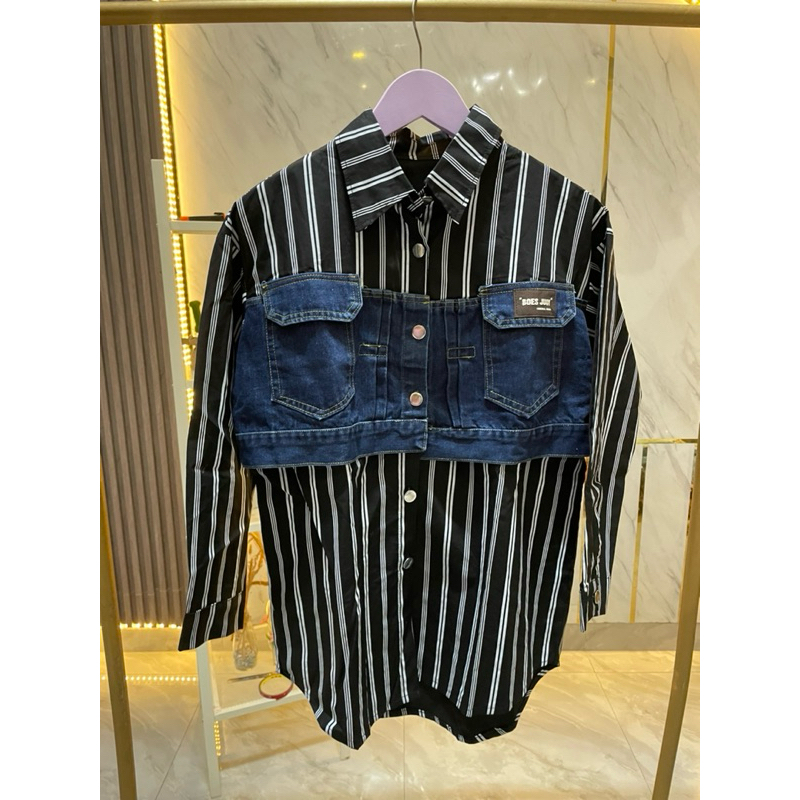 {READY STOCK} KEMEJA DECEMBER BKK SALUR KOMBINASI JEANS PREMIUM KEMEJA BANGKOK KEMEJA BKK KEMEJA SAL