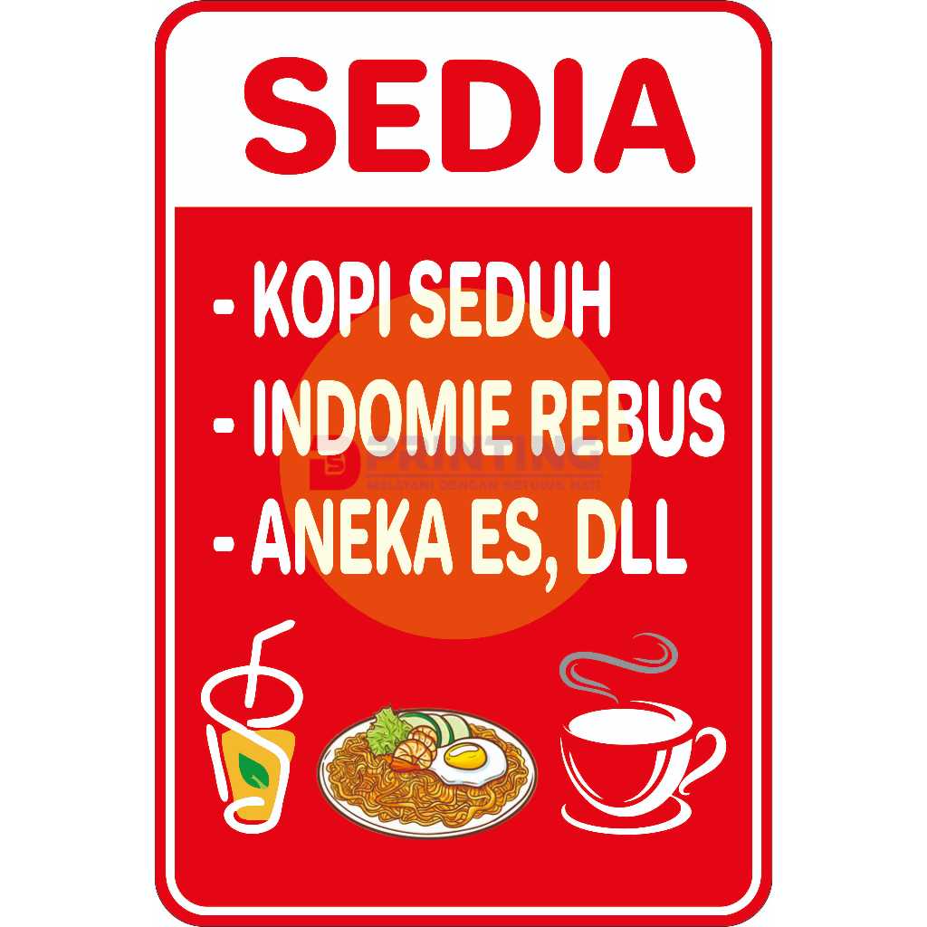 

STIKER SEDIA KOPI SEDUH, INDOMIE, ANEKA ES DLL MODEL POTRAIT