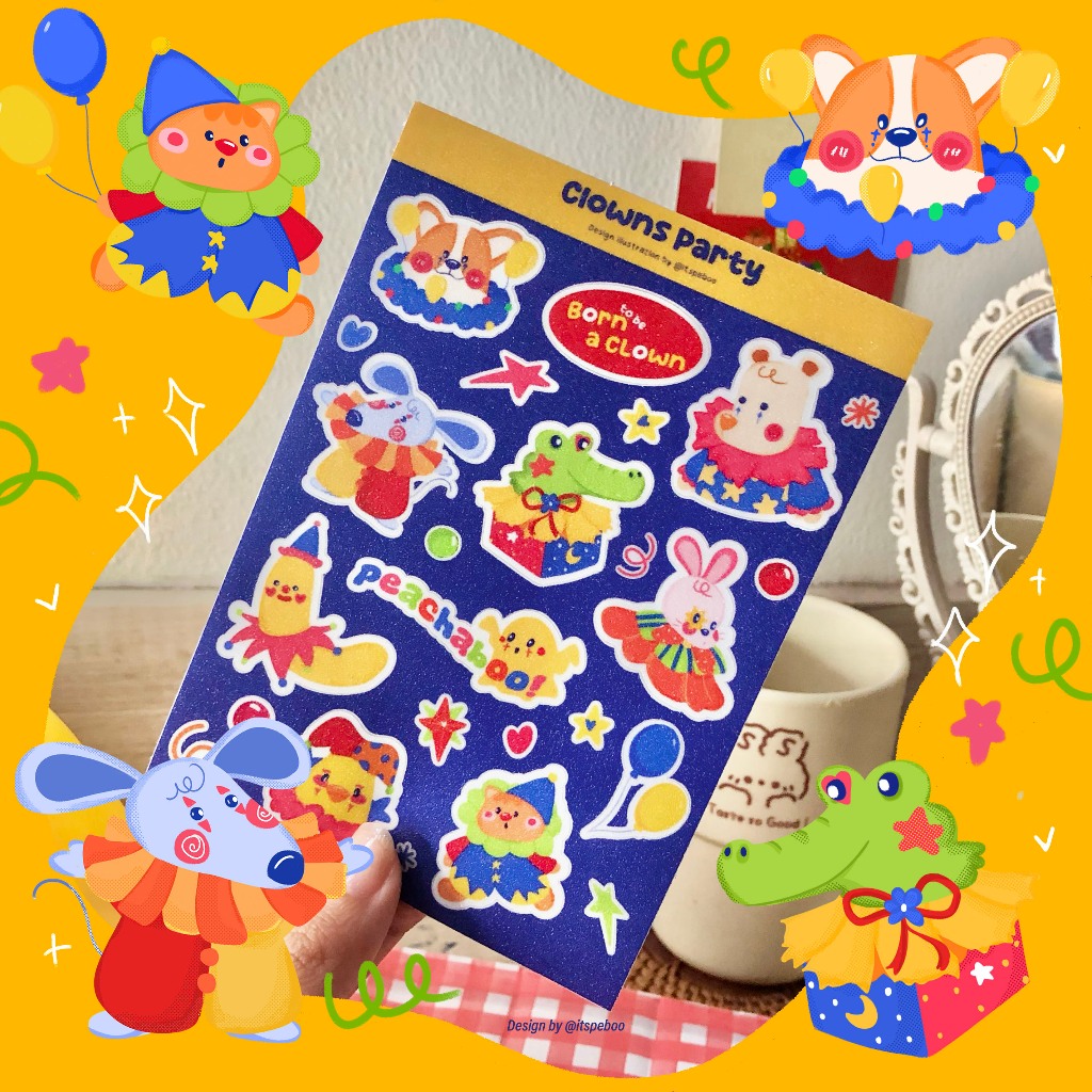 

Clowns Party Theme - Peboo sticker sheet