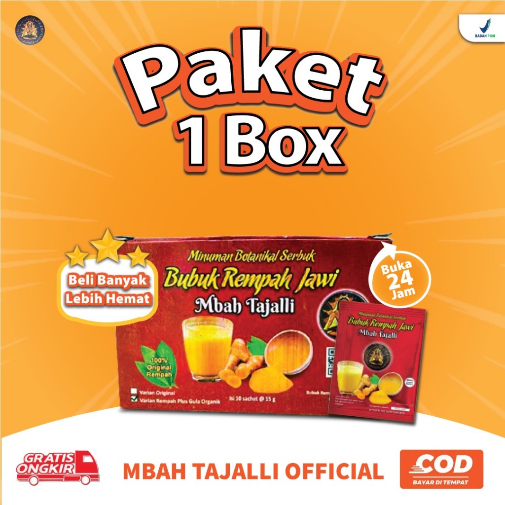 

1 BOX ( 10 SACHET ) BUBUK REMPAH JAWI MBAH TAJALLI VARIAN GULA ORGANIK 100% ORIGINAL