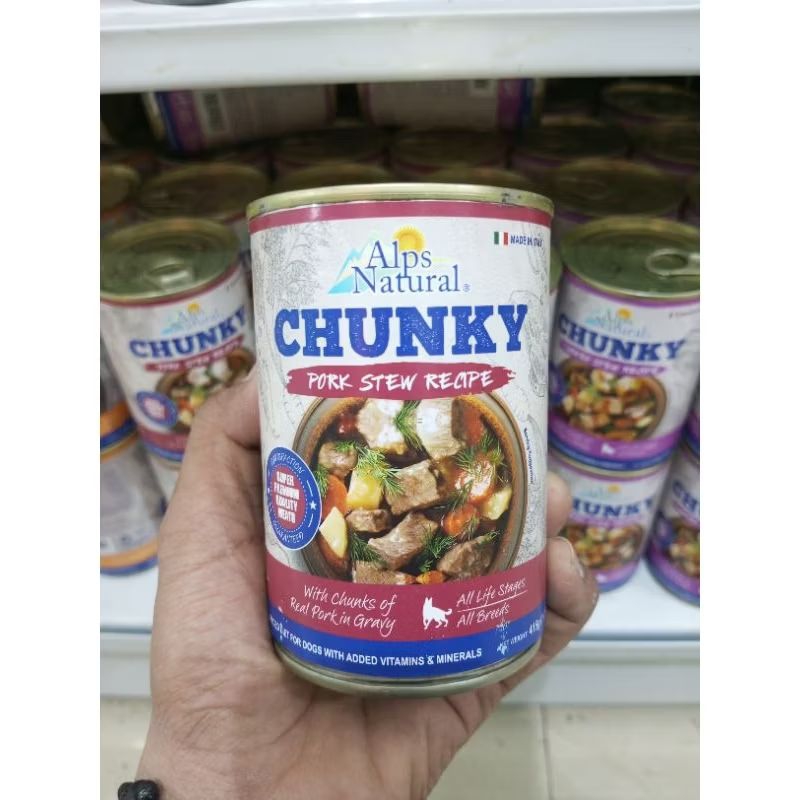 Wet Food Alps Chunky Pork Stew Recipe 415gr - Makanan Basah Dog Food Alps Natural Chunky