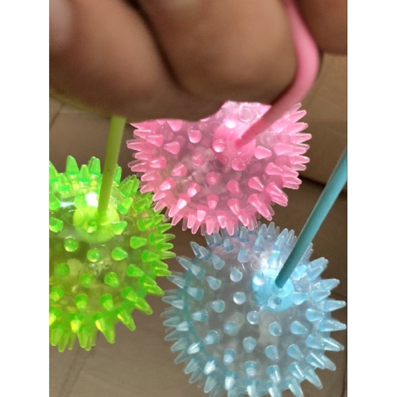 mainan bola squishy duri berlampu AR781 bola karet lampu