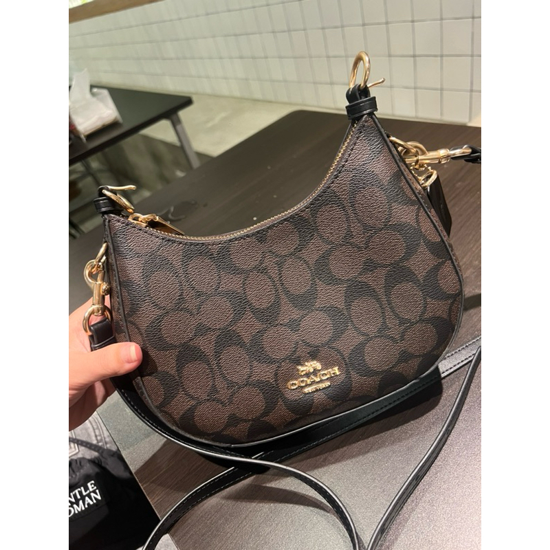 Preloved Coach Kleo Hobo In Signature Canvas Brown Black Original No minus