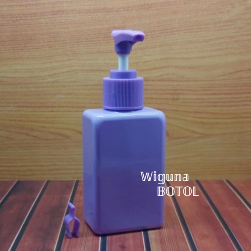 Botol Pump 100ml Kotak Ungu / Botol 100ml Kotak Pump Clip Violet