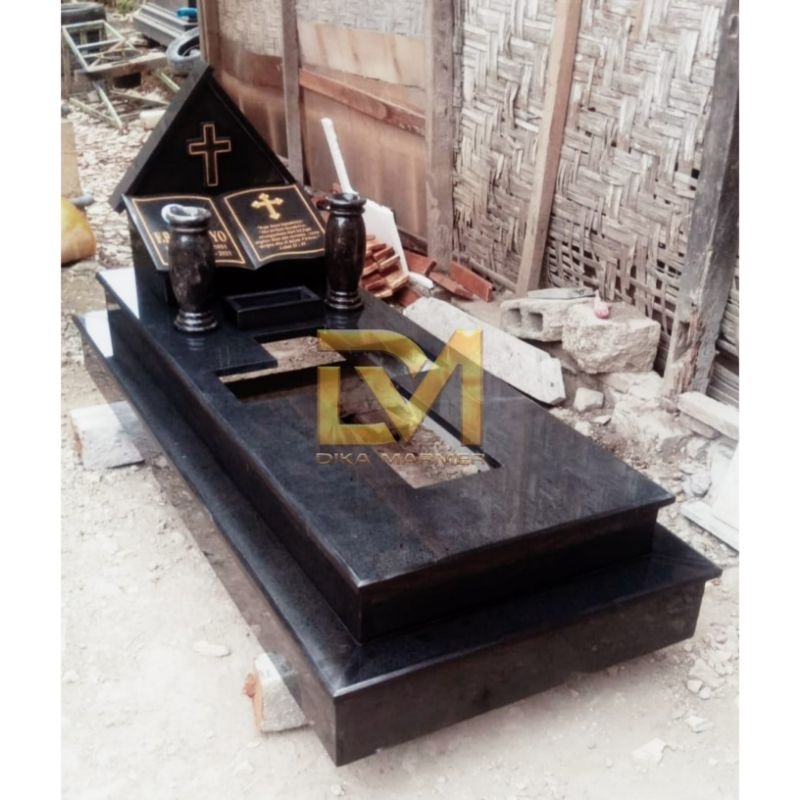 Kijing Makam Kristen Granit Hitam Kwalitas Terbaik ukuran Besar