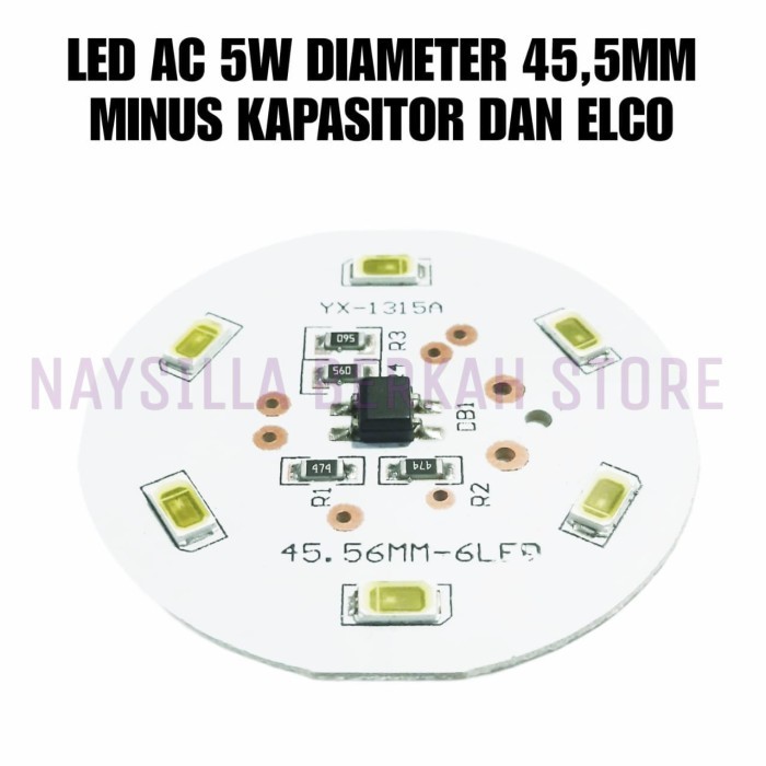 10X PCB LED AC 5W DIAMETER 45,5MM MINUS KAPASITOR DAN ELCO - DAPAT 10PCS
