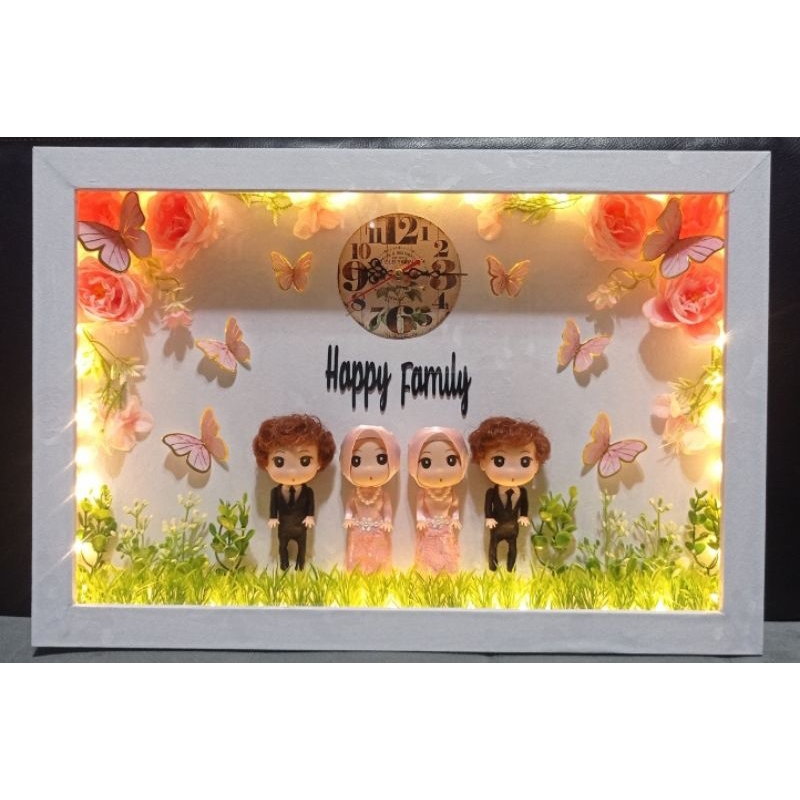 Figura 3d frame 3d / figura seserahan / figura pajangan ruang tamu / figura keluarga 3d