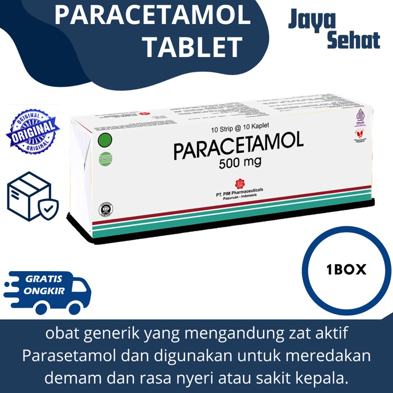 PARACETAMOL 500 mg,1 BOX ISI 100 TABLET